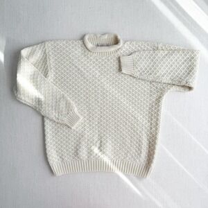 vtg 90s cream white roll neck sweater size L